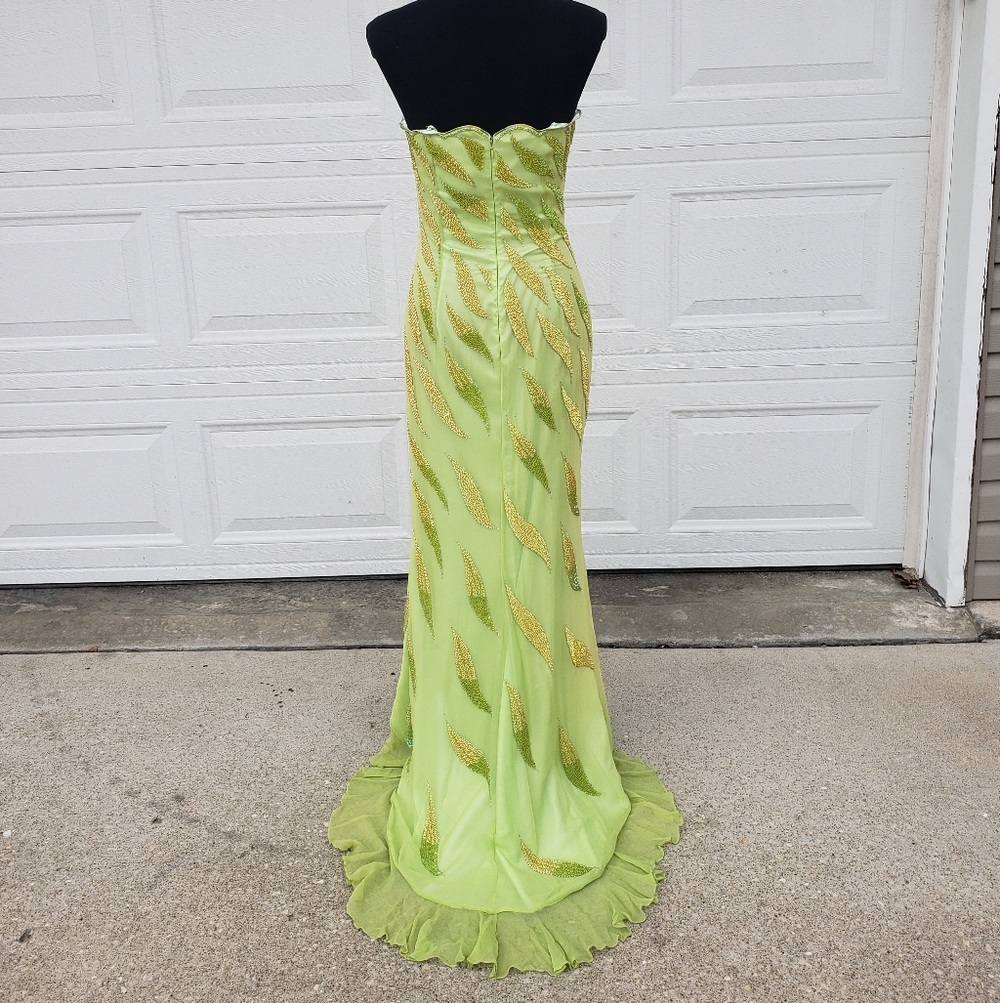 Vintage Night Moves Silk Asymmetrical Prom Dress Size 10 Forest Fairy HOCO 90s